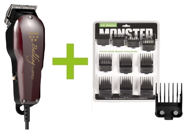 Wahl Balding + Monster Clippers Premium Dubbel Magnetische Opzetkammen Zwart