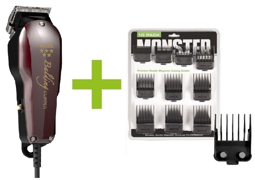 Wahl Balding + Monster Clippers Premium Dubbel Magnetische Opzetkammen Zwart