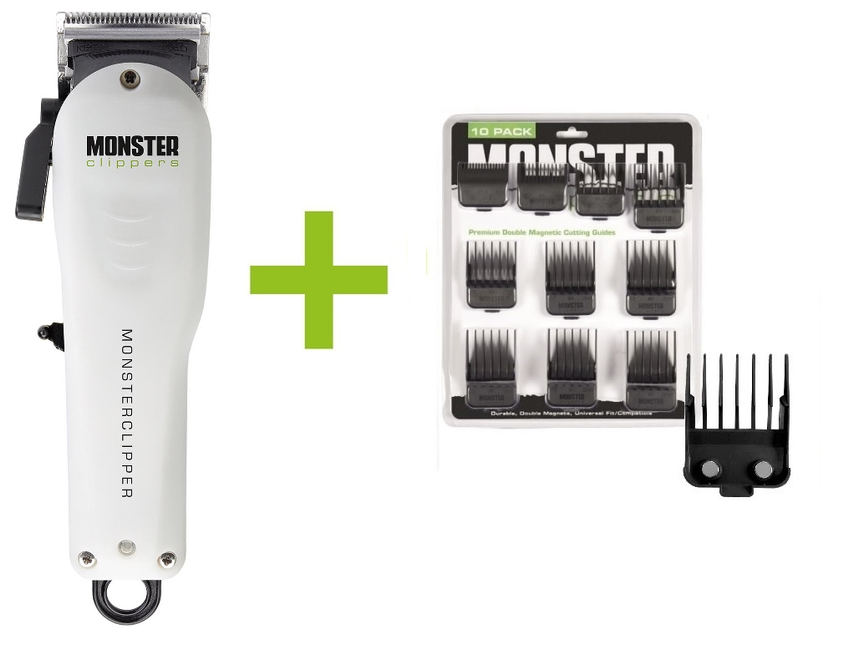 Monsterclipper Taper Blade + Premium Dubbel Magnetische Opzetkammen Zwart