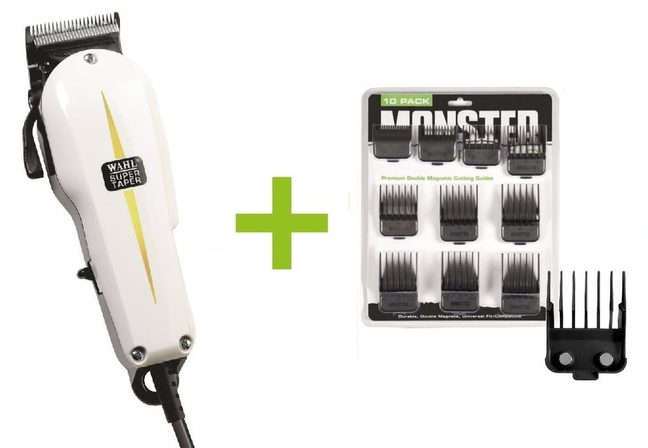 Wahl Super Taper + Monster Clippers Premium Dubbel Magnetische Opzetkammen Zwart