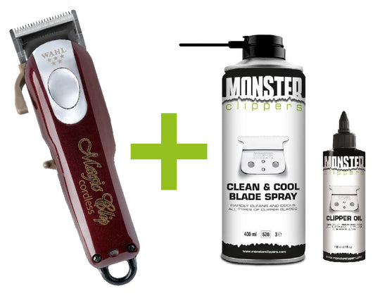 Wahl Magic Clip Cordless Tondeuse + Monster Clippers Clean & Cool Blade Spray & Olie